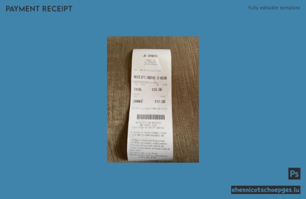 Beispiel einer Zahlungsquittung von JD Sports Store